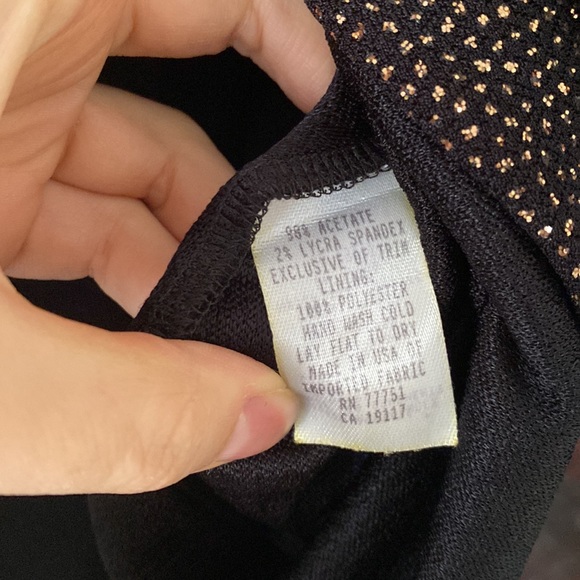 Vintage Betsey Johnson Black & Gold Rhinestone Gown sz P - Picture 11 of 11